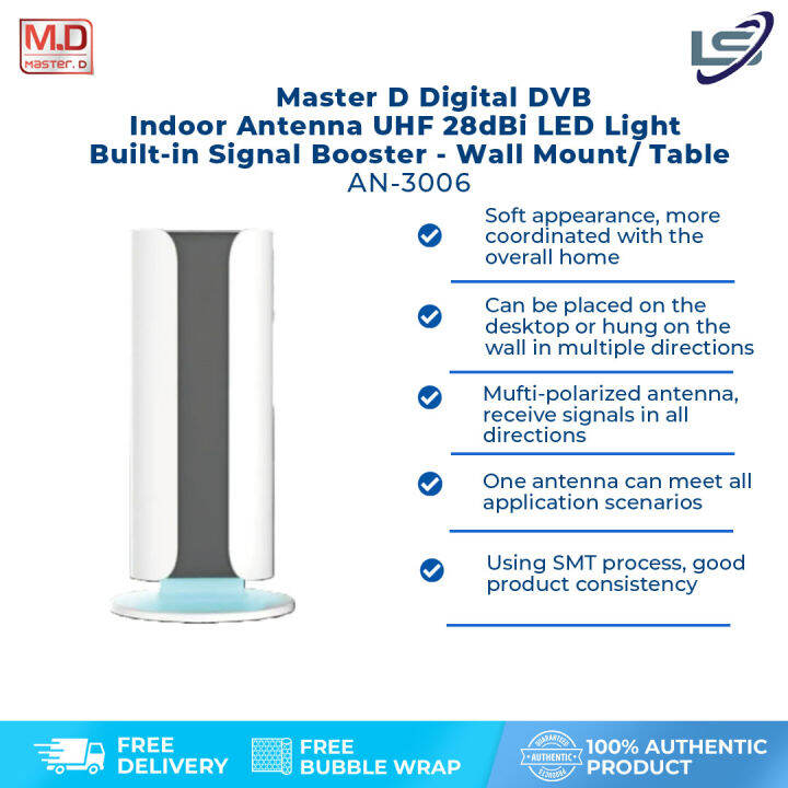 Master D Digital DVB Indoor Antenna UHF 28dBi LED Light Builtin Signal