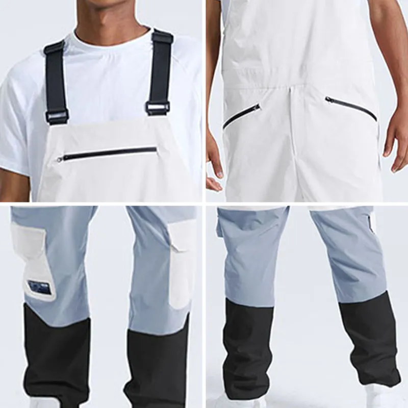 Medussa KOYYE Men Color Block Patchwork Bib Suspender Overalls