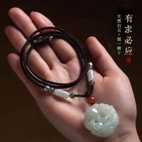 Natural White Jade Pixiu Pendant Mens and Womens Sweater Chain Jade Pendant Jade Stone Piqiu Lucky Transfer Couple Necklace 2LCV 2LCV