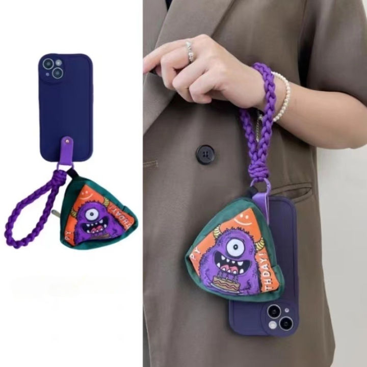 กระเป๋าใส่หูฟัง-monster-สำหรับ-iphone14promax-กรณีซิลิโคนสีม่วงสำหรับ-iphone13-สายถักสีม่วงกระเป๋าสะพายไหล่สำหรับ-iphone12-promax-กระเป๋าสตางค์รูปสามเหลี่ยม-zero-กระเป๋าสตางค์สำหรับ-iphone11