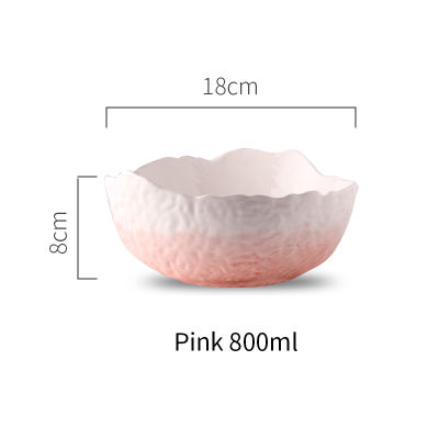 RHE Blue Pink 800ml Nordic ceramic Salad Bowl dessert Noodle bowl rice bowl Restaurant dinner tableware Porcelain Cutlery Set