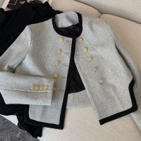 Kayleigh Grey Small Fragrance Jacket Women Autumn Winter New Style Temperament Double breasted Short Woolen Coat Office Lady Wear Female Outwear