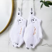 【DT】 hot Kitchen Soft Hand Towel Strong Water Absorbent Cloth Coral Velvet Bathroom Dishcloths Hanging Cloth Bear Rag Wipe Cleaning Towel