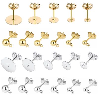 【CW】✣℡  50pcs/lot 925 Plated Blank Earring Studs Base Pin With Plug Findings Ear Back Jewelry Making Accessories