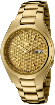 Seiko Mens SNK610 Seiko 5 Automatic Gold Dial Gold-Tone Stainless Steel Watch