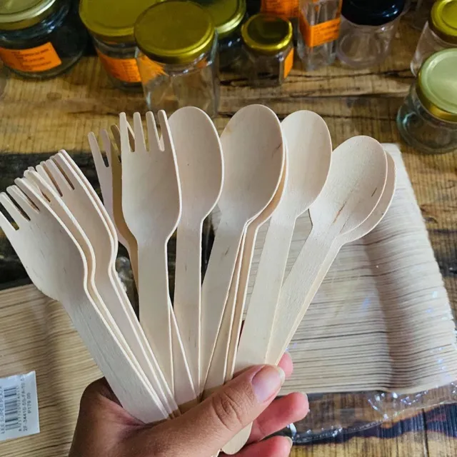 Disposable wooden spoon and fork 25pcs/pack Lazada PH
