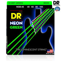 DR Strings NGB-45 สายกีตาร์เบส 4 สาย แบบเคลือบ สีเขียว เรืองแสง (Medium, 45/105) ** Made in U.S.A.**