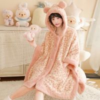 [COD] womens autumn and winter new products can be worn out coral fleece shawl cape cloak thickened warm spot