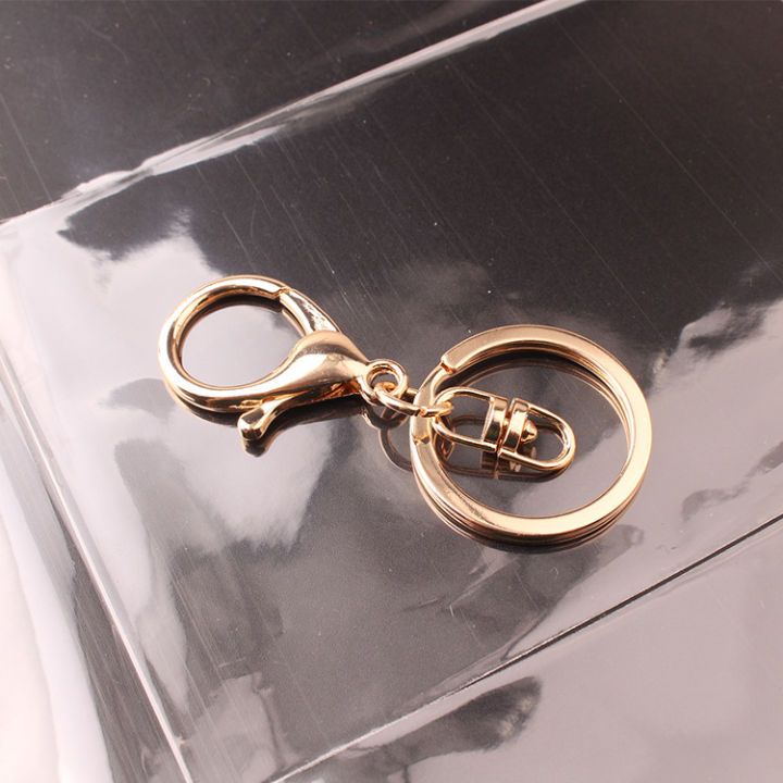50pcs-30mm-keyring-multiple-colors-key-chains-rings-round-golden-silver-plate-hook-lobster-clasp-keychain