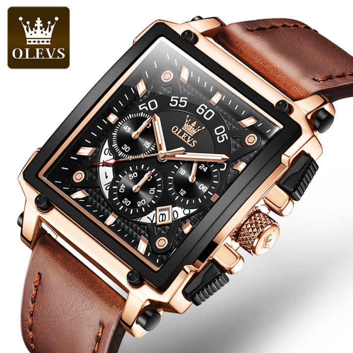 olevs-g-นาฬิกากันกระแทกผู้ชาย-นาฬิกาควอตซ์มัลติฟังก์ชันเรืองแสงแสดงปฏิทินแบบลำลองปี2022ผ่านการรับรองการเคลื่อนไหว