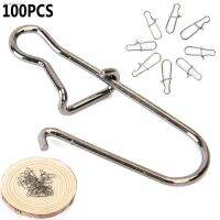 ☋ 100Pcs Stainless Steel Snap Hooks Fishing Barrel Swivel Safety Lure Connector