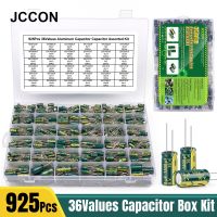 JCCON 925Pcs 36Values Aluminum Electrolytic Capacitor Assortment Kit Low ESR 1uF 4.7uF 10uF 22uF 47uF 100uF 220uF 330uF 470uF Electrical Circuitry Par