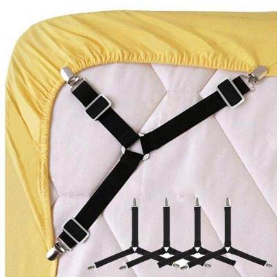 4Pcs ชุดสามเหลี่ยมที่นอนปูเตียงที่วางฝาครอบที่ยึดจับคลิปแขวนสายรัดสำหรับผ้าคลุมโซฟา