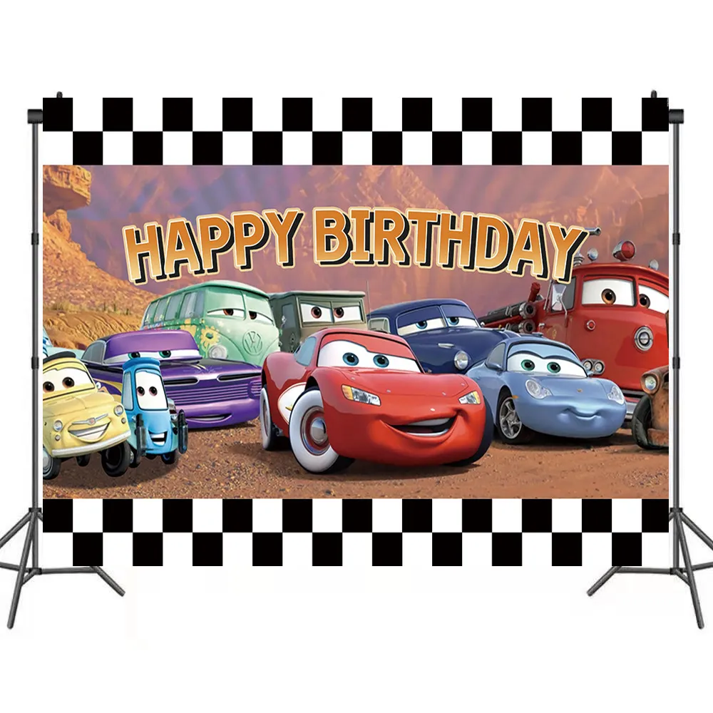 Cartoon Car Mobilization Birthday Party Themed Backdrops Car Racing Story  Photo Backgrounds for Kids Boys Birthday Party Decor | Lazada PH