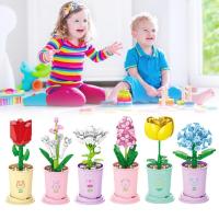 Building Blocks Flower Plants Potted Bouquet Assembled Educational Toy For Children Toys R0U1