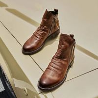 Men Leather Boots 2021 Fashion High-top Tassel Zip PU Leather Shoes Autumn Winter Ankle Boots Men Boots Plus Size 48