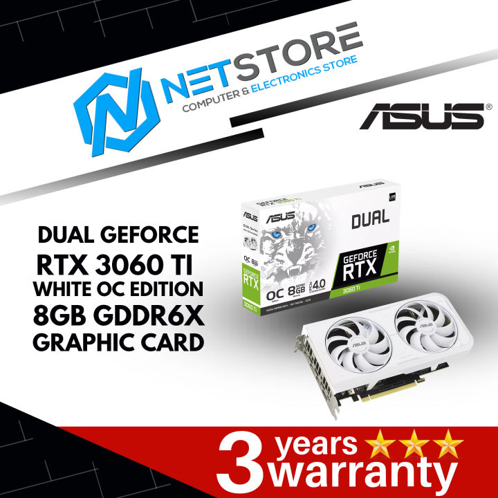 ASUS Dual GeForce RTX 3060 Ti White OC Edition 8GB GDDR6X, Graphics Card