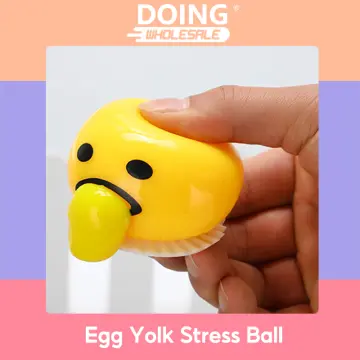 Squishy Puking Egg Yolk Stress Ball With Yellow Goop Joke Ball Squeeze toy  new 