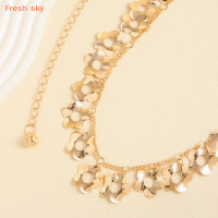 Fresh sky สายรัดเอวโลหะแบบมินิมอลสำหรับผู้หญิงเข็มขัดพู่ห้อยประดับเสื้อสำหรับชุดเดรสแฟชั่นมินิมอล