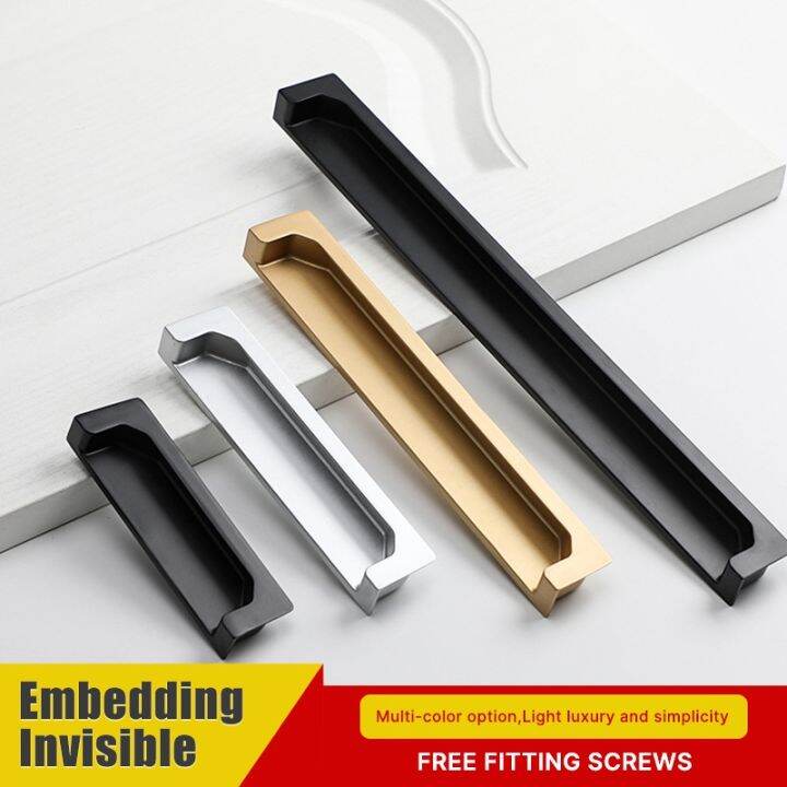 Hardware Black grooving sliding door handle gold modern minimalist