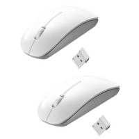 9FINAL เม้าส์ไร้สาย Super Slim Wireless Mouse For PC Laptop and Android tv box 2 set ( White Color)