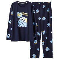 Sleep Wear Men Fall Winter Men Pajamas Two Pieces Long Sleeved Cotton Loungewear Cartoon Printing Fashion Mans Home Clothing New