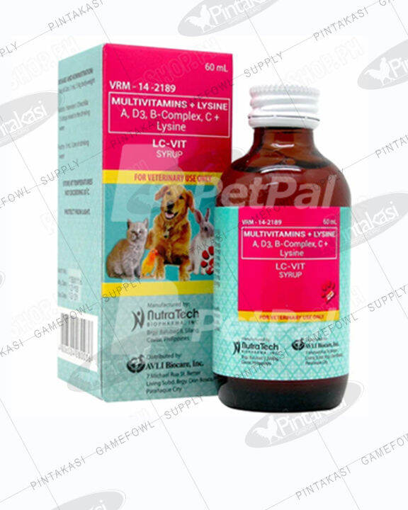 PINTAKASI NutraTech LC-VIT Syrup 60mL Multivitamins + Lysine for Dogs ...