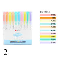 10Pcsset Kawaii Mildliner Double Head Marker Pen Candy Colors Highlighter Pen For Kids Drawing School Art Stationery Supplies