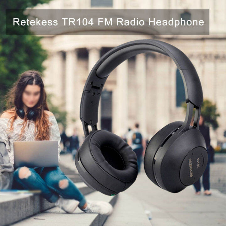 Retekess TR104 หูฟังวิทยุ FM, หูฟังน้ำหนักเบาแบบพับได้รองรับอินพุต AUX ...