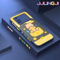 Jlingji เคสสำหรับ Xiaomi Poco X4 Pro 5G Poco M4 Pro Poco C40การ์ตูนชีสหมีมีน้ำค้างแข็งโปร่งใสบางเคสแข็งขอบสี่เหลี่ยมกันกระแทกลวดลายปลอกซิลิโคนคลุมทั้งหมดป้องกัน Softcase