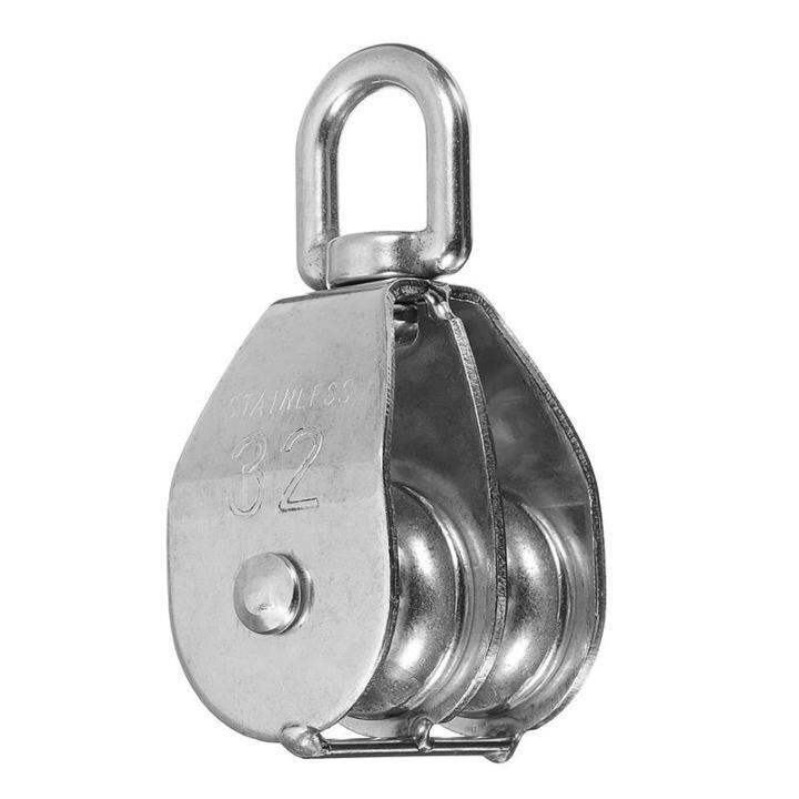 M32 Stainless Steel Single Double Wheel Lifting Rope Pulley Swivel