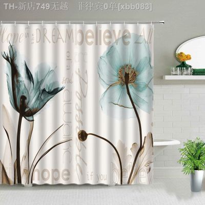 【CW】₪◙  Shower Curtains Flowers Background Pring Floral Fabric Screens set With Hooks