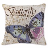 Decorative Butterfly Cushion cover Vintage Custom Colorful Linen Flower Cushion case Sofa Car Home Decor Fashion Throw pillow