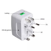 หัวแปลงปลั๊กไฟ Adapter with AU US UK EU Plug (Intl) มี 2 USB Charger Travel Adapter, Worldwide All in One Universal Power Wall Charger AC Power Plug Adapter with Dual USB Charging Ports for USA EU UK AUS Cell Phone Laptop