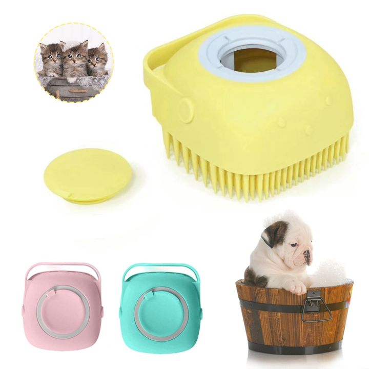 Soft Silicone Dog Brush Pet Shampoo Massager Bath Brush Bathroom Puppycat  Washing Massage Dispenser Grooming Shower