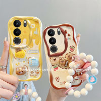 เคสโทรศัพท์ VIVO V29 Pro V29e V25 Pro V25e Y35 Y22 Y22s Y02 Y02T Y02A 4G 5G เคส Case การ์ตูนน่ารักใหม่แฟชั่นสนุกปลอกซิลิโคน3มิติพร้อมสายรัดข้อมือลูกปัด2023