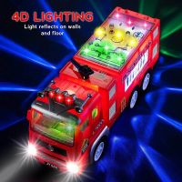 Electric Fire Truck Kids Toy With Bright Flashing 4D Lights &amp; Real Siren Sounds Bump And Go Firetruck Fire Engine Toy For Boys