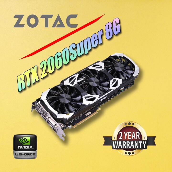 Zotac Geforce Nvidia Rtx2060super 8g 8pin 12nm 256bit Gddr6พัดลมแบบสามตัวการ์ดจอ Gpu ที่ใช้การ์ด 8159