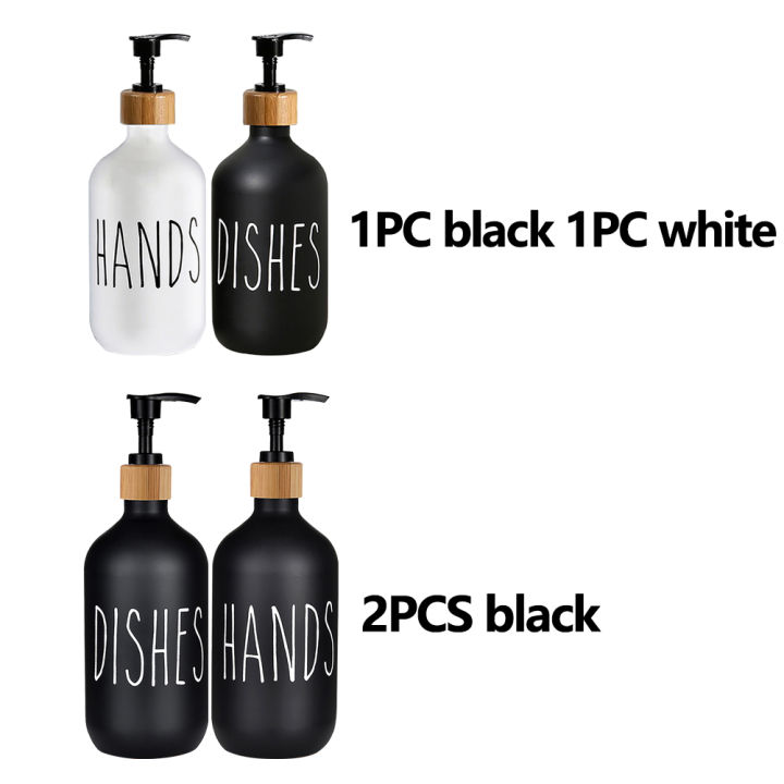 2pcs-500ml-worktop-kitchen-hands-bathroom-pump-push-type-black-white-shampoo-lotion-cleaning-bottle-men-women-pef-soap-dispenser