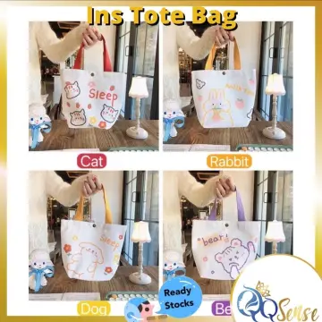 Sanrio Cute Cartoon Pattern Tote Bag, Large Capacity Canvas Handbag,  Perfect Handle Bag For Daily Shopping MINISO