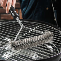 Barbecue Grill Cleaning Brush Stainless Steel Wire Bristles BBQ Brush Non-stick Cleaning Brush Kitchen Barbecue Accessories