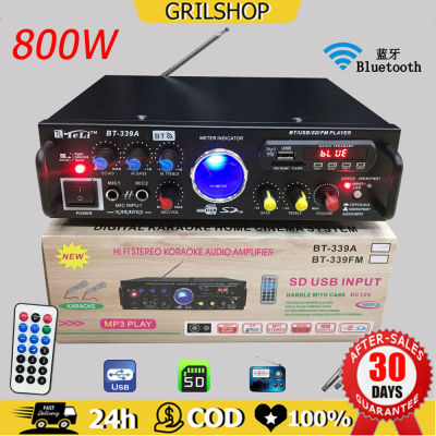 2000W แอมป์บลูทูธ แอมป์ขยายเสียง เพาเวอร์แอมป์ สเตอริโอHIFIเครื่องขยายเสียงมินิ 2CH เครื่องขยายเสียงสเตอริโอไฮไฟ 2 ช่องกำลังสูงหน้าจอ LCD วิทยุ FM