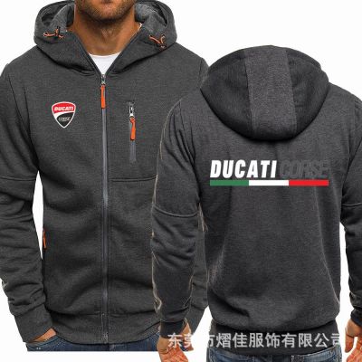 New Mens Ducati Car Logo Digital Print Hoodie Casual Fashion Harajuku High Quality Zip Sweatshirt Hip Hop Brand Mens Top