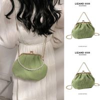 Summer fairy national style with cheongsam bag female 2023 new crossbody pearl chain portable shell coin purse 【BYUE】