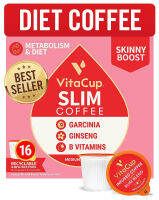 Slim Coffee Pods by VitaCup For Skinny Diet &amp; Metabolism with Garcinia, Ginseng &amp; Vitamins B1, B5, B6, B9, B12 in Recyclable Single Serve Pod Compatible with K-Cup Brewers Including Keurig 2.0, 16 Ct Slim Skinny Boost 16 Count (Pack of 1)