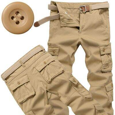 2023 Mens Overalls Loose Cotton Multi-Pocket Slacks