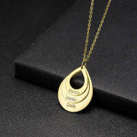 HotPersonalized สลัก3456ชื่อ Water Drop สร้อยคอจี้ Gold Silver สีที่กำหนดเองของขวัญครอบครัวสำหรับวันแม่ Gift