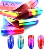 16pcs Holographic Rainbow Nail Foil Colorful Transfer Nail Decal Art Sliders for Stickers DIY Decorations Manicure Nail Art Stickers