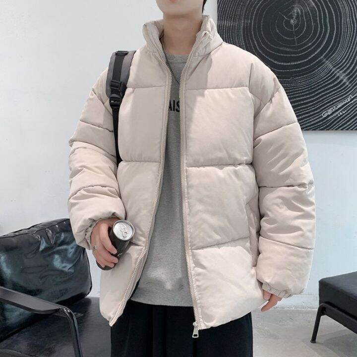 cod-cotton-mens-winter-korean-version-loose-thickened-ins-stand-collar-solid-coat