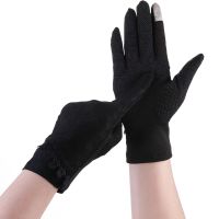 Spring Summer Driving Gloves Women Touch Screen UV Sun Against Short Thin Cotton Glove Lace Flower Fashion Nonslip New Style